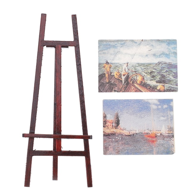 MasteelfCA 1 Ensemble Mini Peintures Finies Chevalet de Maison Modèle Paysage Micro Vif Accessoires Petit Chevalet