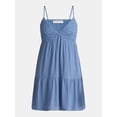 thumbnail image 2 of No Boundaries Woven Eyelet Mini Dress with Crochet Trim, Women's, 2 of 2