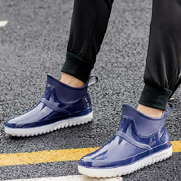 TIMIFIS Men's Fishing Rain Watertight Anglers Rubber Chevron Pull Tabs Ankle Deck Boots - Summer
