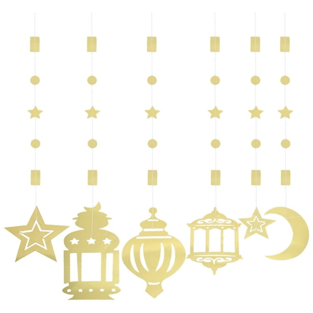 KAKOWELY 6 piezas de decoración para Ramadán Eid Mubarak, festival islámico musulmán, decoración colgante de techo