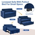 thumbnail image 3 of DEALTOPS Convertible Pull Out Sofa Bed, Adjustable Loveseat Sleeper with Side Pockets, Blue, 3 of 8