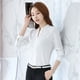 thumbnail image 3 of Blusa de gasa Manga larga Cuello alto Color puro Ajuste casual Camisa de gasa para mujer, 3 of 8
