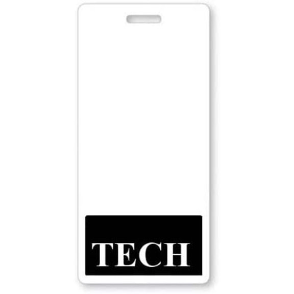 TECH Badge Buddy - Vertical Heavy Duty Spill & Tear Resistant Cards - 2 Sided Quick Role Identifier ID Buddies for Technicians - Specialist ID (Black)