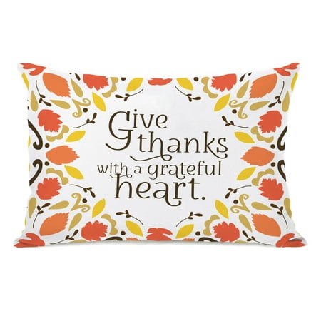 - Give Thanks Leaves - Multi 14x20 Pillow by Pen & Paint