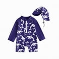 thumbnail image 4 of TOWED22 Toddler Baby Boy Girls One Piece Swimsuit Long Sleeve Zipper Bathing Suit with Hat Infant Rash Guard Swimwear Navy,18-24 M, 4 of 4