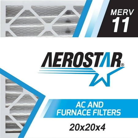 Aerostar 20x20x4 (Two Pack) MERV 11, Pleated Air Filter, 20 x 20 x 4, Box of 2, Made in the USA