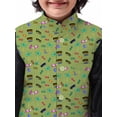 thumbnail image 5 of eloria Boys Dupion Silk Printed Nehru Jacket Kid's Party Festival Regular Wear Gift Olive, 5 of 7