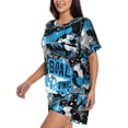 thumbnail image 2 of Bixox Women's Football Time Printed Pajama Set 2 Piece Lounge Set Top and Shorts Soft Pajamas, Shorts with Pockets, 2 of 7
