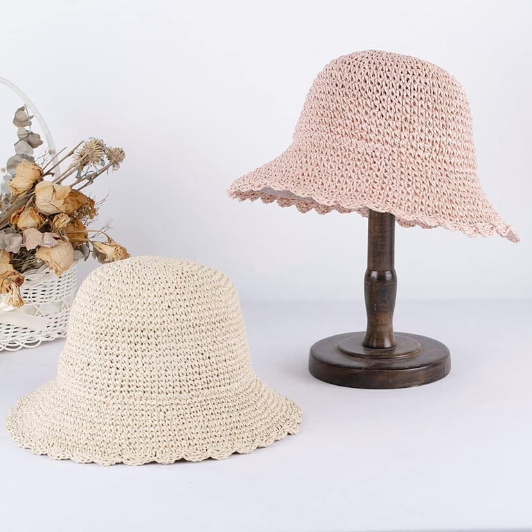 Woven Bucket Hat Foldable Packable Fishing Hat for Women Amazon.com: AFPSDLFJDLS Womens Sun Hat Woven Bucket Hat  main image 2