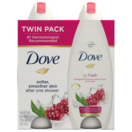 Dove go fresh Pomegranate and Lemon Verbena Sulfate Free Body Wash, 22 oz, Twin