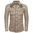 thumbnail image 3 of COOFANDY Mens Western Cowboy Shirt Embroidered Denim Long Sleeve Casual Button Down Shirt, 3 of 7