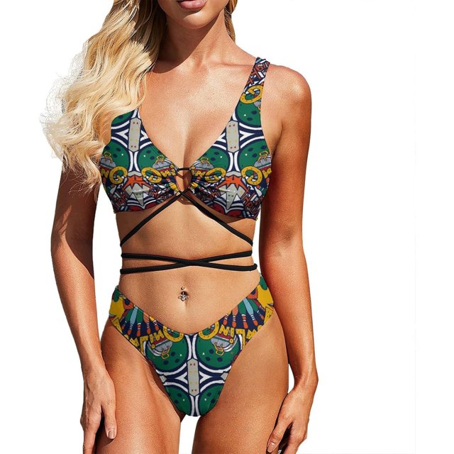 HPINK-T Womens Bikini High Waist Swimsuit Two Piece Sexy Bathing Suits Women's Triangle Strap Bikini
