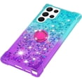 thumbnail image 5 of Glitter Case for Samsung Galaxy S23 Ultra (Not S23, Bling Sparkle Colorful Gradient Quicksand Waterfall Soft TPU Liquid Case Cover with Ring Stand for Samsung S23 Ultra LSJB-Green Purple, 5 of 14