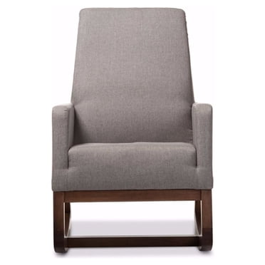 Baxton Studio Yashiya Mid-century Retro Modern Grey Fabric Upholstered Rocking Chair