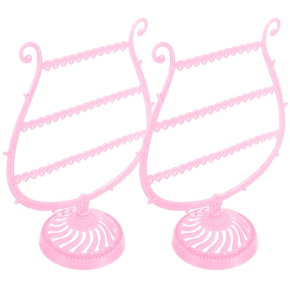 DINHEAROM Jewelry Displays Stand Earring Display Holders Pink Plastic 2Pcs