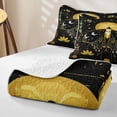 thumbnail image 4 of jejeloiu Boho Celestial Moth Bed Spread Queen For Girls,Mystical Print Queen Coverlet Set,Black Yellow Gold,3 Pieces, 4 of 7