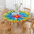 thumbnail image 3 of Colorful Rainbow Tie Dye Spiral Pattern Round Fitted Tablecloth with Elastic Edge,Dining Table Cover Waterproof,Outdoor Round Tablecloth for Camping,Dining,Indoor and Outdoor, 3 of 7