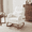 White, variant on GVN Bedroom Rocking Chair Rocking Chairs & Gliders,Grey Linen Rocking Chair Nursery With Thick Headrest, Modern Nursing Rocker Glider With Curved Armrest