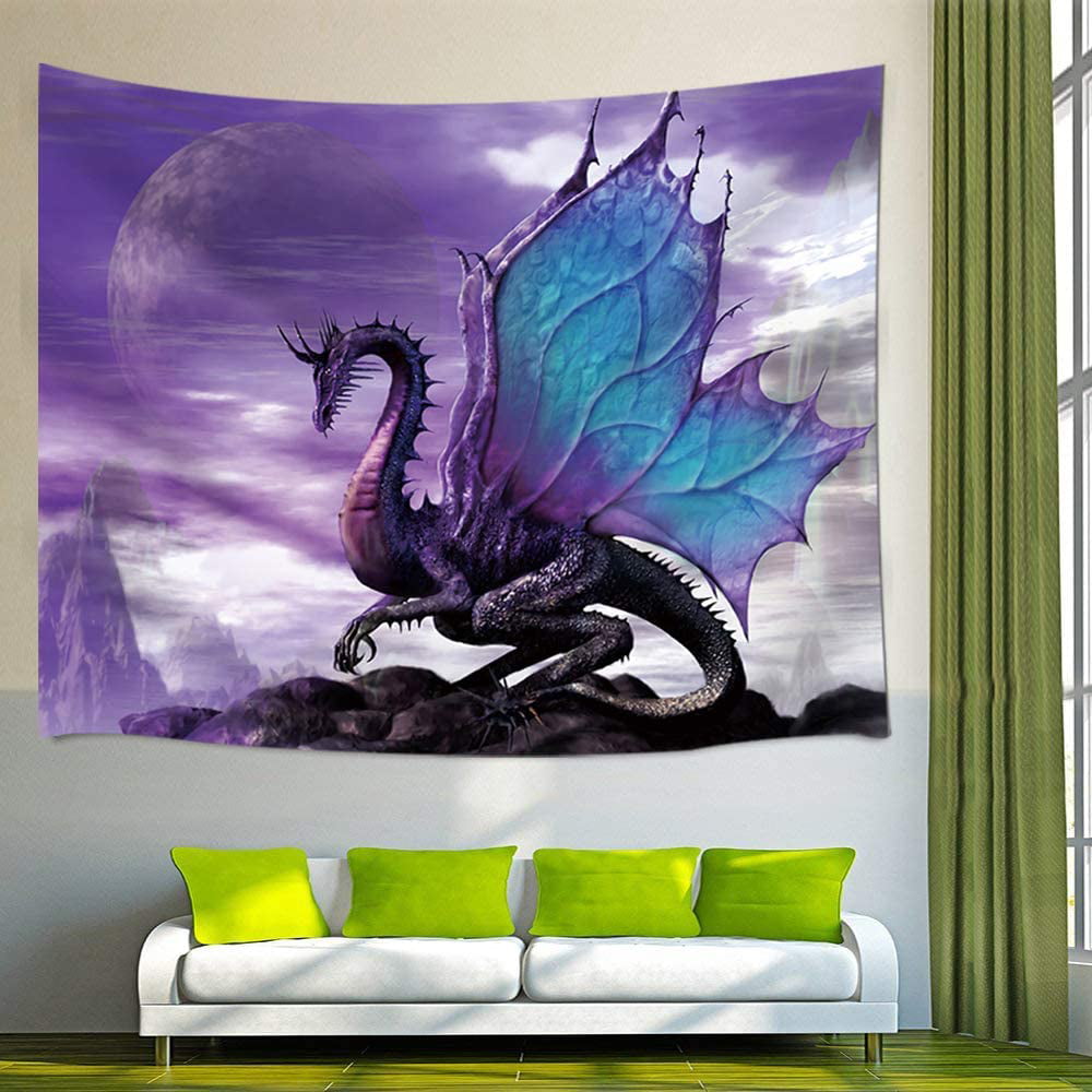 Dragon WALL HANGING Animal Cotton Tapestry INDIAN ART Boho Poster HOME DECOR UK 