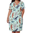 thumbnail image 2 of Colorful Aquatic Cray Species in Watercolor Loose Pocket Dress dress evening dress, 2 of 6