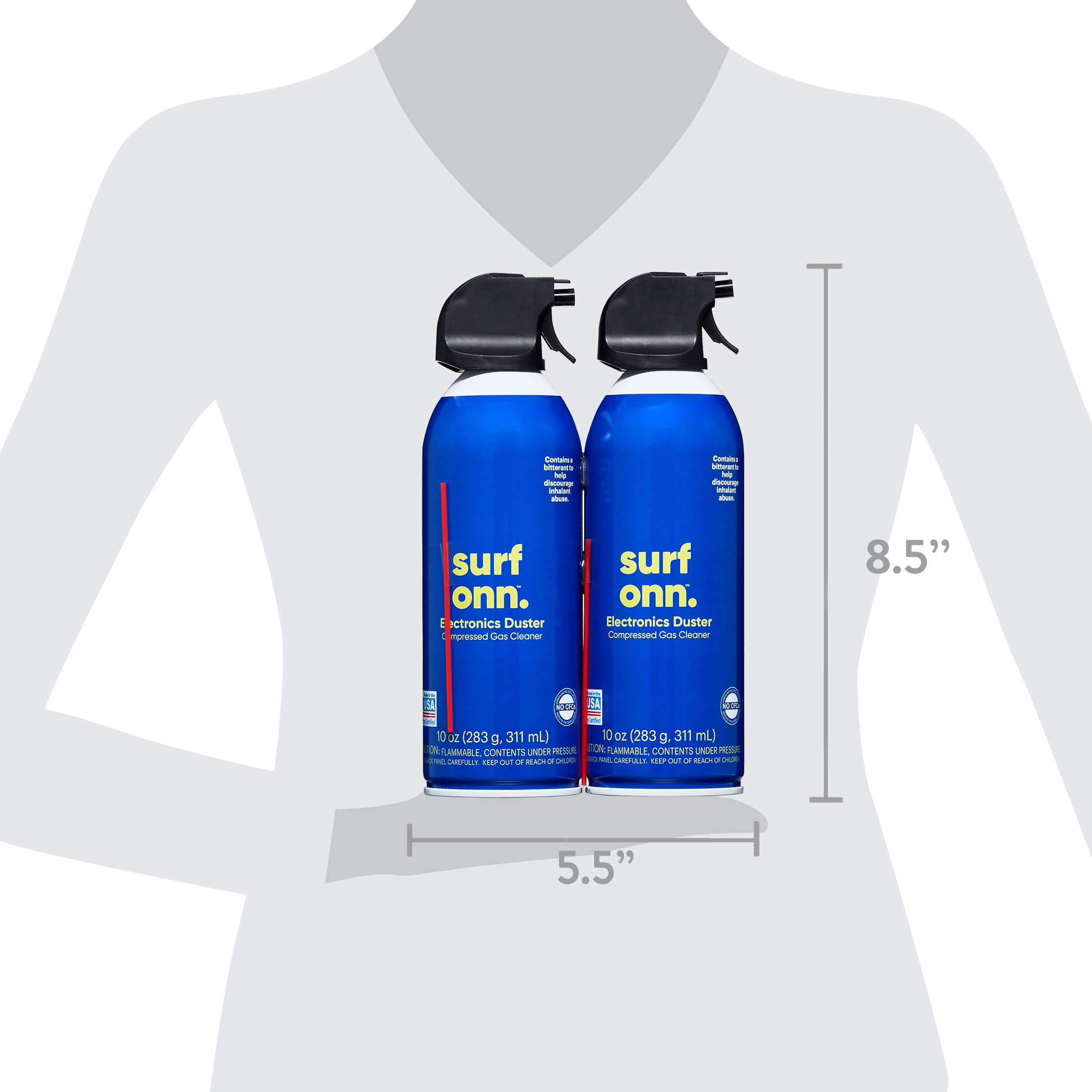 Onn. Electronics Duster Compressed Gas Cleaner, 10 oz, 2-Pack