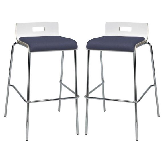 Home Square 30" Vinyl Seat Bar Stool in White and Grape - Set of 2