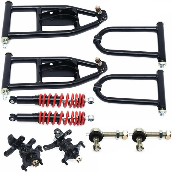 FETCOI Upper Lower Swingarm & Suspension Shock Set,Front Suspension Shock Upper Lower Swingarm Kit for DIY Buggy electric ATV Quad Bike Buggy Go Kart Parts 340MM