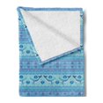 thumbnail image 2 of Whale Soft Flannel Fleece Throw Blanket, Ocean Inspired Pattern with Geometrical Borders Fish and Scallops, Cozy Plush for Indoor and Outdoor Use, 60" x 80", Turquoise Lilac Blue, by Ambesonne, 2 of 5
