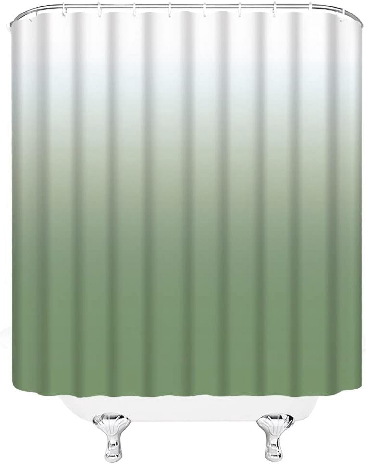 Sage Green Ombre Shower Curtain White Green Gradient Modern Minimalist Fabric Bathroom Curtains Decor Set with Hook(72" WX72 H)