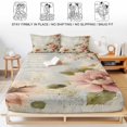 thumbnail image 5 of Cal.King Size Fitted Sheet Set - Farmhouse Pink Floral 3 Piece Bedding Sets 16" Deep Pocket Fitted Sheet with 2 Pillowcases, Spring Vintage Botanical Flowers Brushed Microfiber Luxury Bed Sheets, 5 of 9
