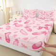 thumbnail image 3 of Feelyou Cute Princess Shose Full Size Sheets for Teen, Kawaii Pink Ribbon Bed Sheets, Cartoon Bowknot Bow Sheet Sets, Ultra Soft Bedroom Decor, 4 Pieces, 3 of 7