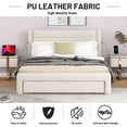 thumbnail image 3 of Bellemave Queen Size Bed Frame Platform with 3 Storage Drawers/USB Charging Station/Port for Type A&Type C, Leather Upholstered with Headboard/Solid Wood Slat Support/No Box Spring Needed（Beige), 3 of 10