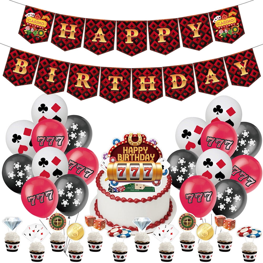 144 Piece Casino Theme Birthday Party Decorations, Dinnerware Set with  Plates, Napkins, Cups, Cutlery (Serves 24) 