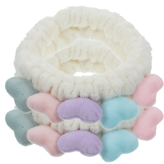 2pcs Spa Head Wraps Heart Headbands Shower Facial Headdresses Hair Elastic Bands