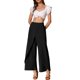 thumbnail image 2 of Pantalones anchos casuales Allegra K para mujer, con cintura alta elástica y abertura lateral, pantalones sueltos M negros, 2 of 6