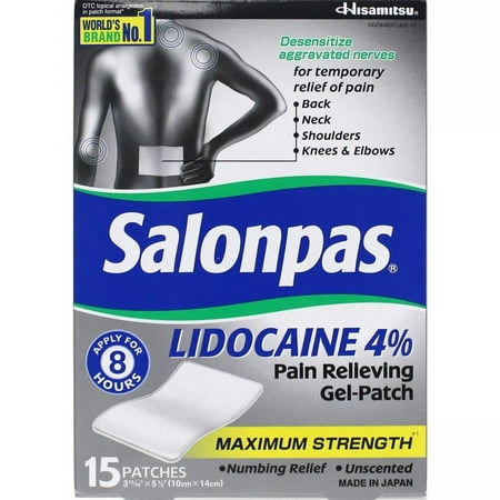 salonpas lidocaine pain relieving maximum strength gel 15patch