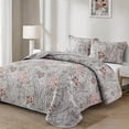 thumbnail image 2 of Juego de edredón WONGS BEDDING Floral King Size de microfibra gris, 2 of 9