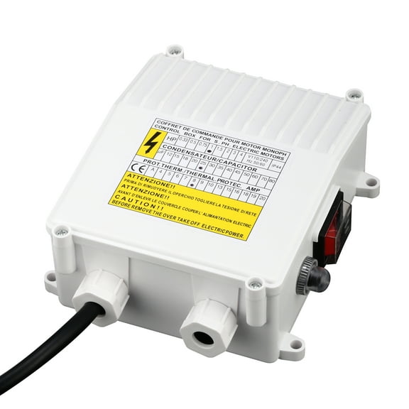 Roastove Submersible Pumps Controller, Pump Control Box for Deep Well Submersible Household Suction Pumps Used in Water Supply and Drainage (1HP 25uf 8A US Plug 110V)