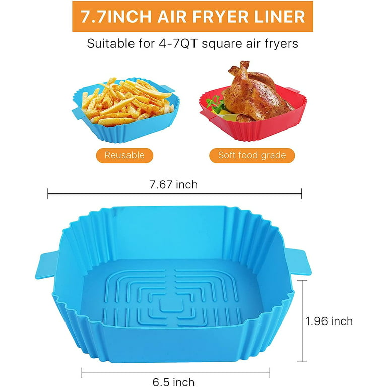 Air Fryer Silicone Liners Pot for 4 to 7 QT Square Silicone Air