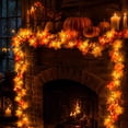 thumbnail image 6 of 79in Lighted Artificial Maple Leaf Garland, Fall Hanging, Flexible Fake Autumn Leaves Mantel Stair Railing Halloween Decor,Indoor Outdoor Fireplace Door Window Thanksgiving Farmhouse Harvest Supplies, 6 of 7