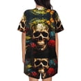 thumbnail image 4 of Womens Pajama Sets With Pocket, Butterfly Flower Plant Skull Lounge Sets Short Sleeve Sleepwear PJ Sets for Women, 4 of 6