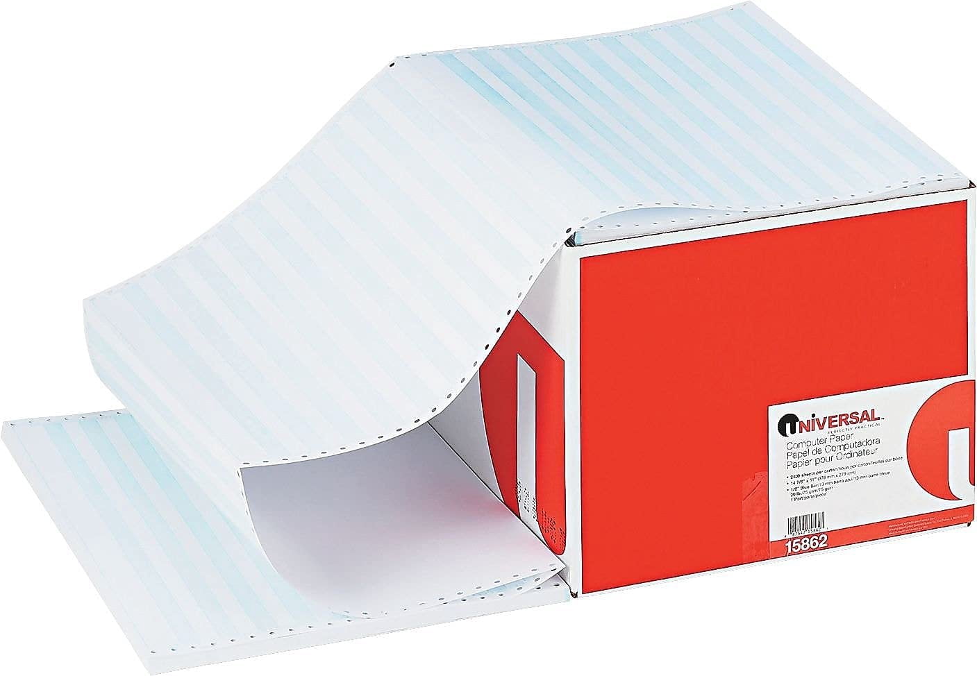 Universal Products - Universal - Blue Bar Computer Paper, 20lb, 14-7/8 x 11, Perforated Margins, 2400 Sheets - Sold As 1 Carton Computer printout Paper at an economical Price. - Acid-Free. -