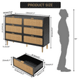 thumbnail image 5 of JoanKaren Natural Rattan 6 Drawer Dresser with Deep Drawers,Large Wooden Dresser Chest of Large Storage Cabinet for Bedroom Living Room,Black, 5 of 7