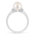 thumbnail image 2 of Angara Freshwater Cultured Pearl Collar Ring with Diamonds in 14K White Gold for Women | June Birthstone Jewelry for Her, 2 of 8
