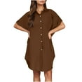 thumbnail image 6 of Axiiglly Shirt Dresses for Women Soft Cotton Linen Dress Summer Short Sleeve Shirt Dresses Casual Button Down Mini Dresses with Pockets, 6 of 9