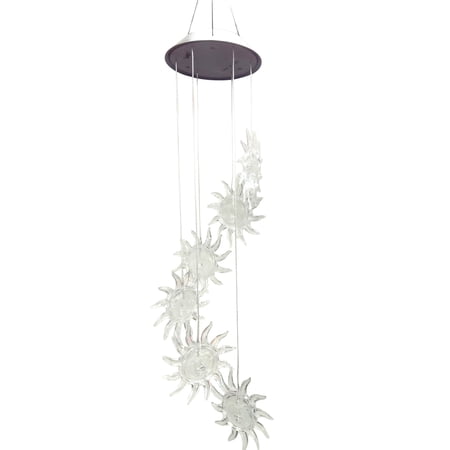 Frcolor LED Solar Wind Chime Sunflower Color Changing Mobile Wind Chime Light for Home Party