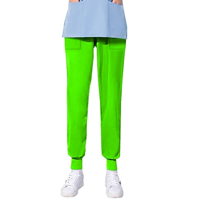 TIMIFIS Medicals Scrub Pants for Women Stretch Yoga Scrub Joggers Plus Size Nursing Pants Solid Color Four Season Loose Work Pants with Pockets - Spring/Summer