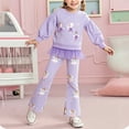 thumbnail image 2 of Gubotare Girl Outfits Infant Outfit Toddler Baby Girl Boy Pumpkin Long Sleeve Sweatshirt Pants Waffle Knit Clothes Fall Winter 2T 3T (Purple,2-3 Years), 2 of 9