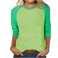 thumbnail image 6 of Htigea Women Raglan Sleeve Baseball T-Shirts Summer Casual 3/4 Sleeves Tops Loose Fit Pullover Tunics Basic Crewneck Blouse Green,L, 6 of 7