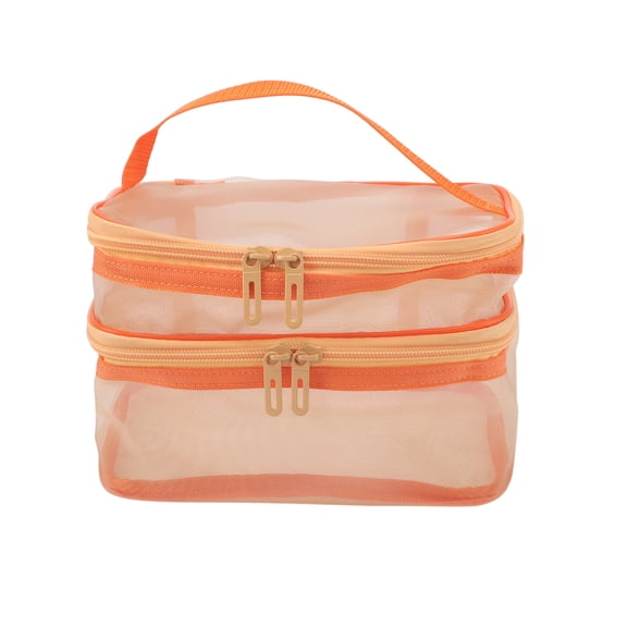 Unique Bargains 1 Pc Large Capacity Visible Drawstring Makeup Bag for Vacation Orange